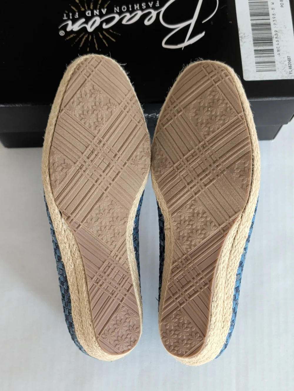Beacon Espadrille Jute Wrapped Wedge Shoes 8W Blue